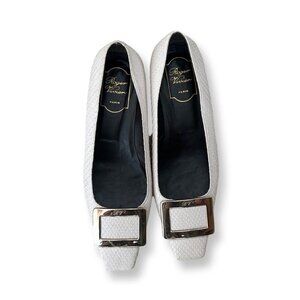 Roger Vivier snake skin white ballerina flats size 39